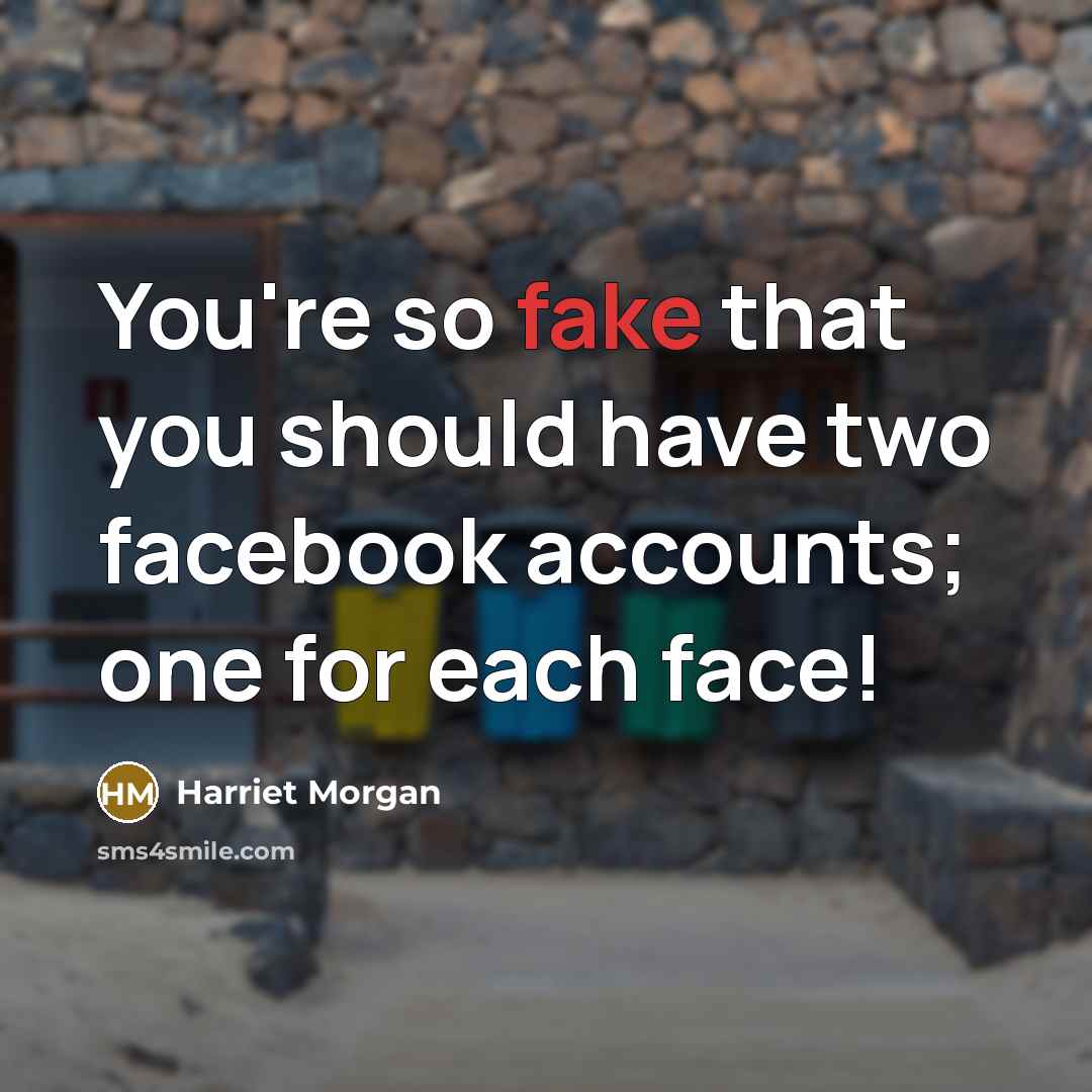 “You're so fake that you should have two facebook accounts;…” quote by Harriet Morgan