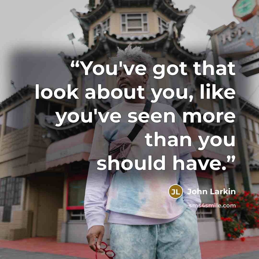“You've got that look about you, like you've seen more than you should have.” quote by John Larkin