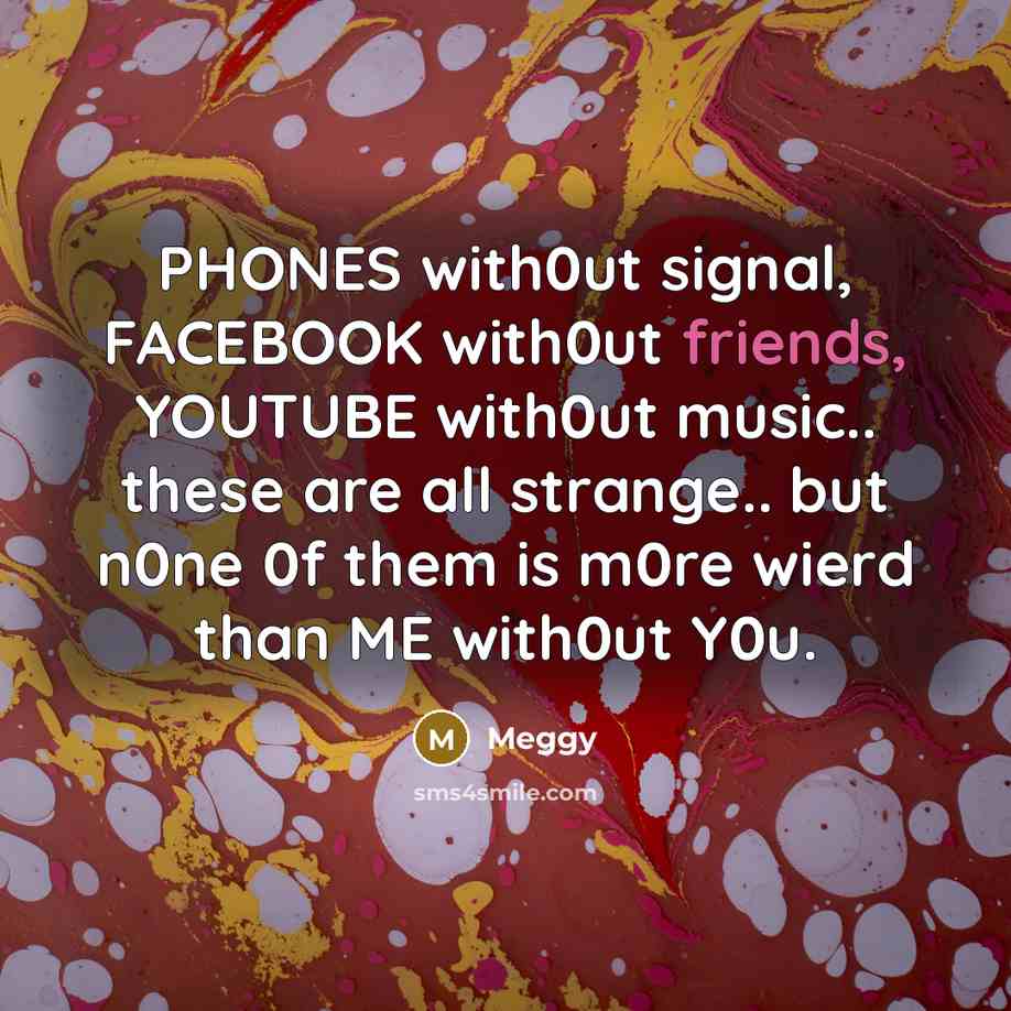 “PHONES with0ut signal, FACEBOOK with0ut friends, YOUTUBE with0ut music.. these…” quote by Meggy