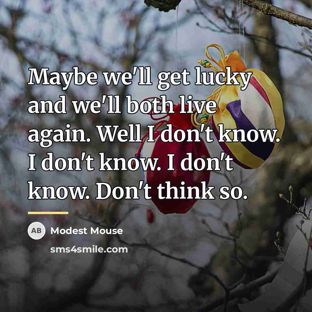“Maybe we'll get lucky and we'll both live again. Well…” quote by Modest Mouse