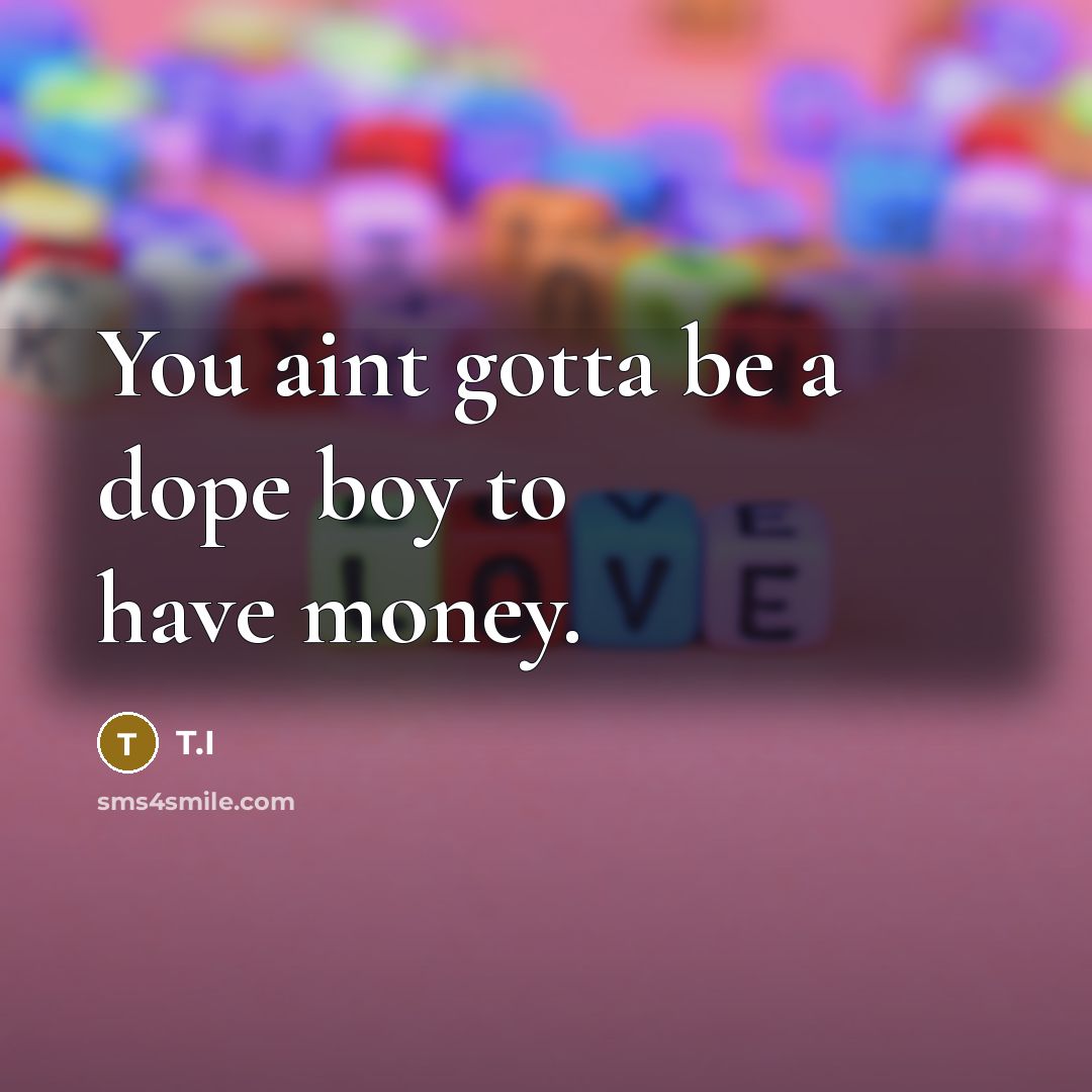 “You aint gotta be a dope boy to have money.…” quote by T.I