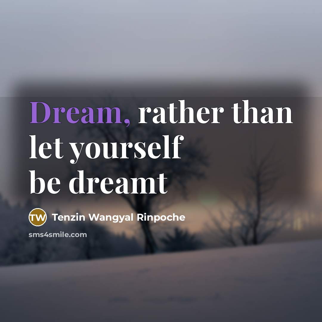 “Dream, rather than let yourself be dreamt…” quote by Tenzin Wangyal Rinpoche