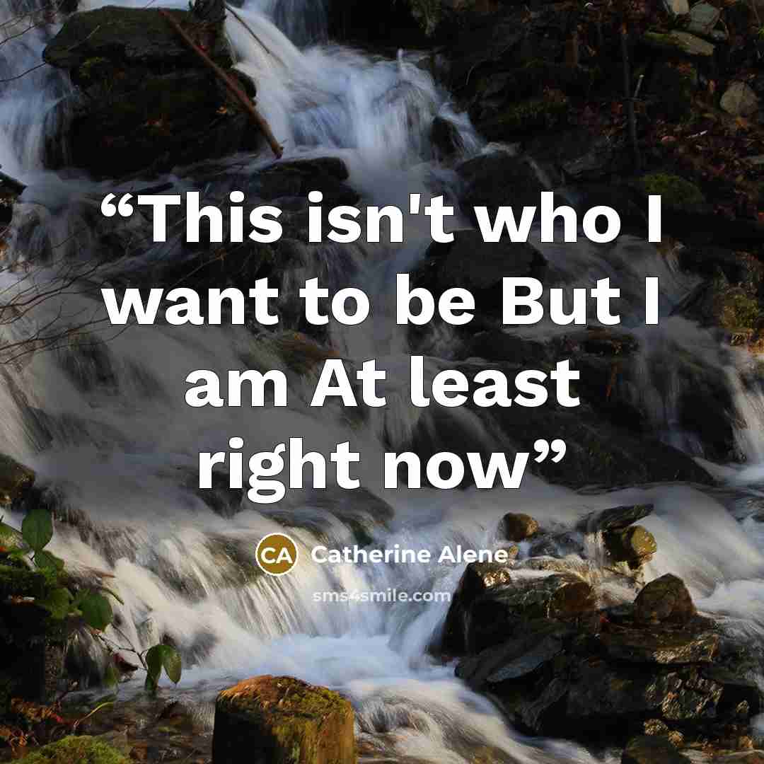 “This isn't who I want to be But I am At least right now” quote by Catherine Alene
