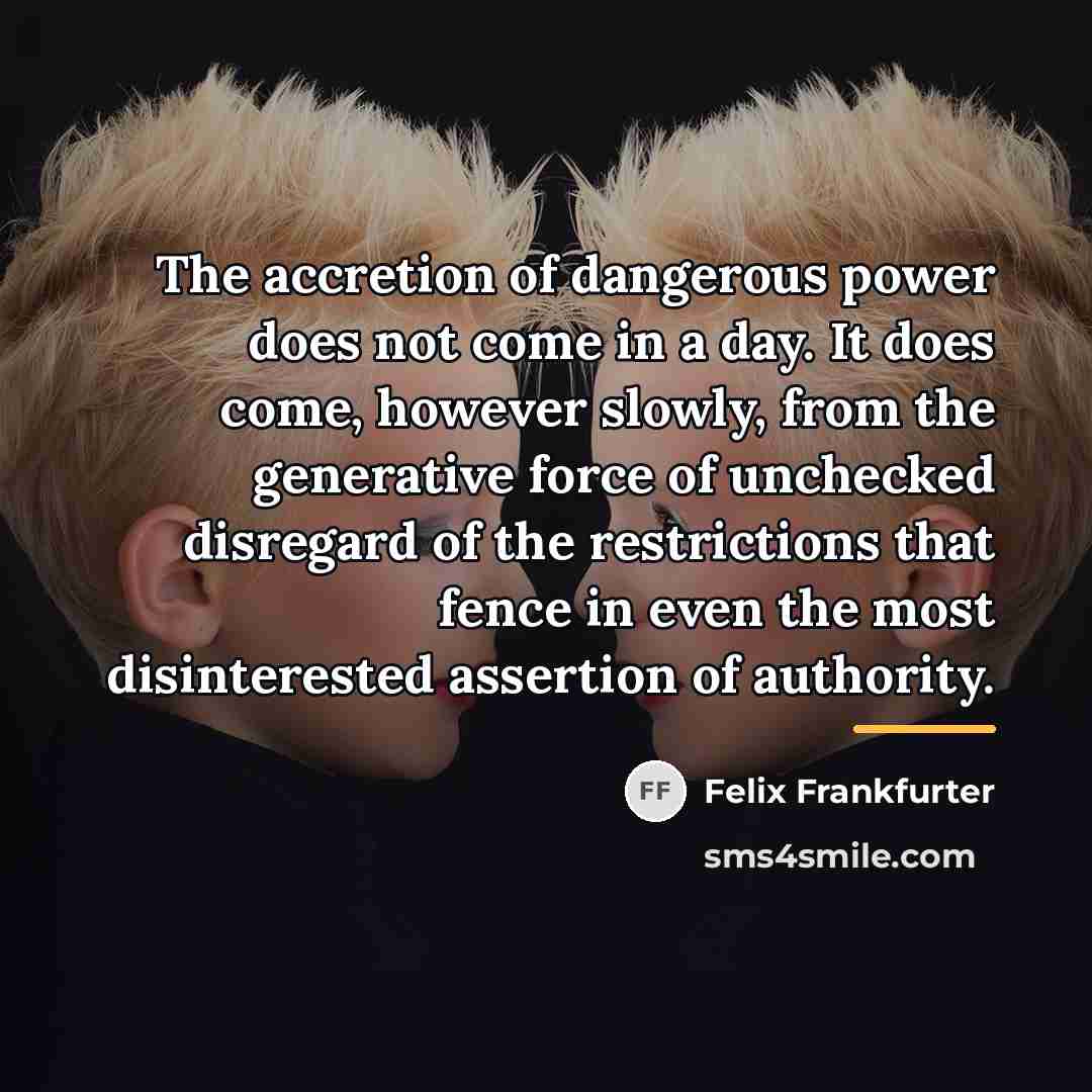 “The accretion of dangerous power does not come in a…” quote by Felix Frankfurter
