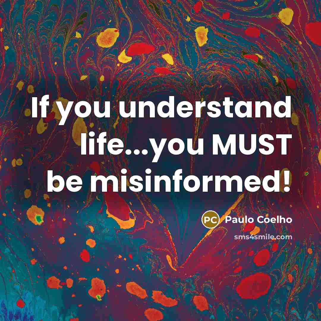 “If you understand life...you MUST be misinformed!…” quote by Paulo Coelho