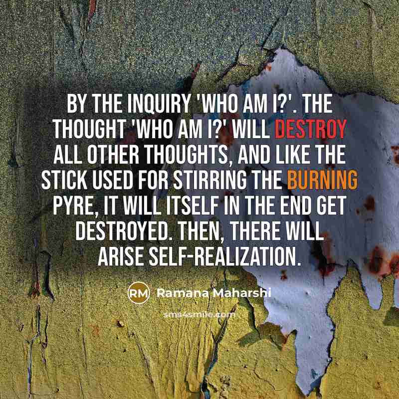 “By the inquiry 'Who am I?'. The thought 'who am…” quote by Ramana Maharshi