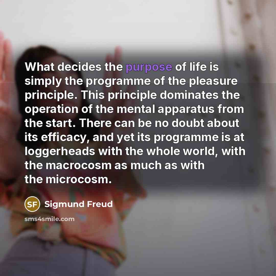 “What decides the purpose of life is simply the programme…” quote by Sigmund Freud