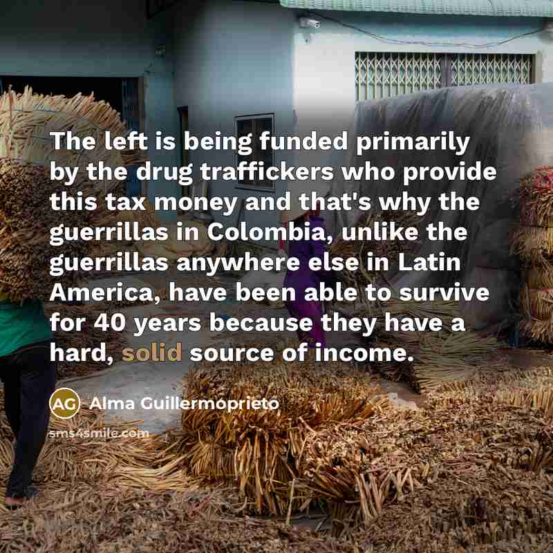 “The left is being funded primarily by the drug traffickers…” quote by Alma Guillermoprieto