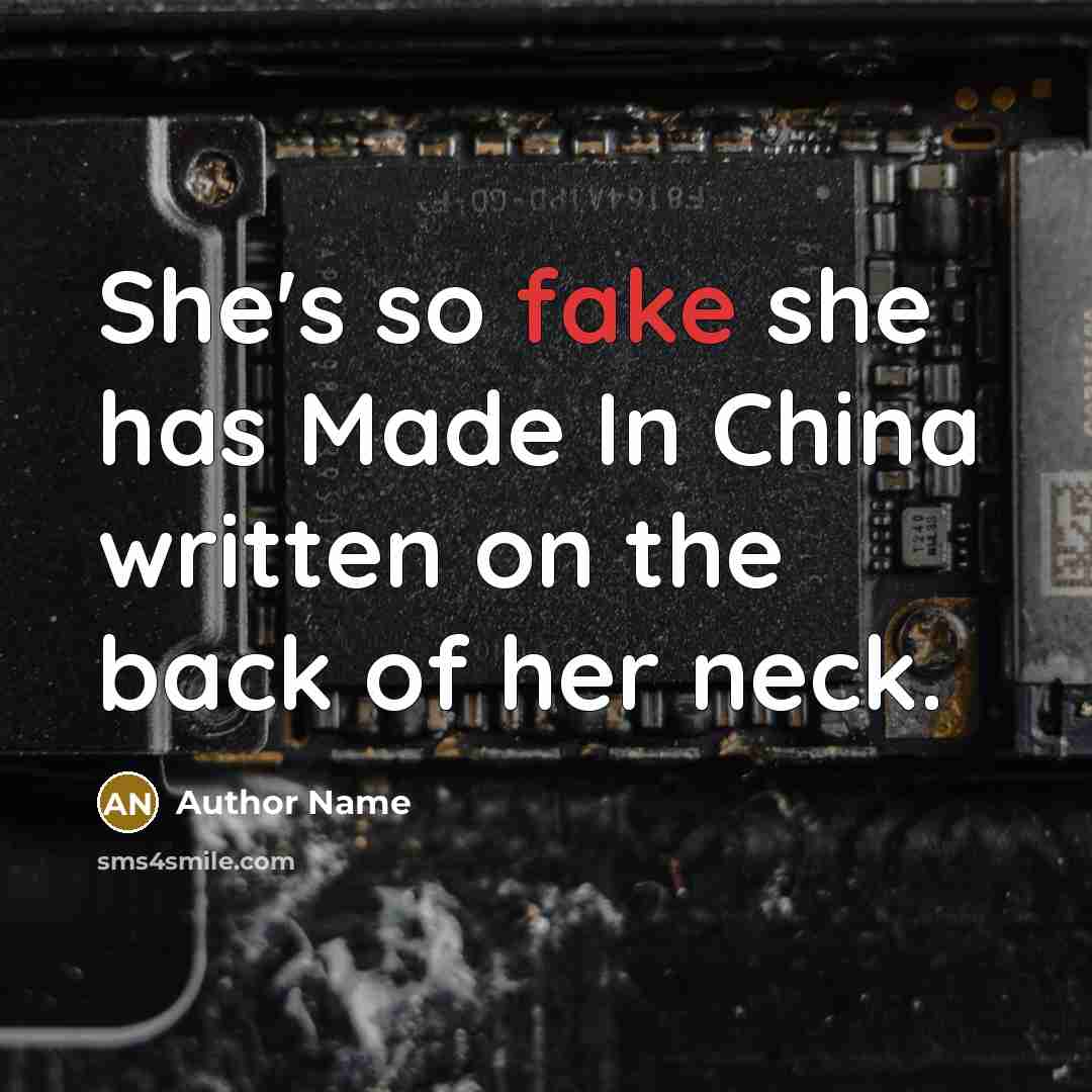 “She's so fake she has Made In China written on…” quote by Author Name