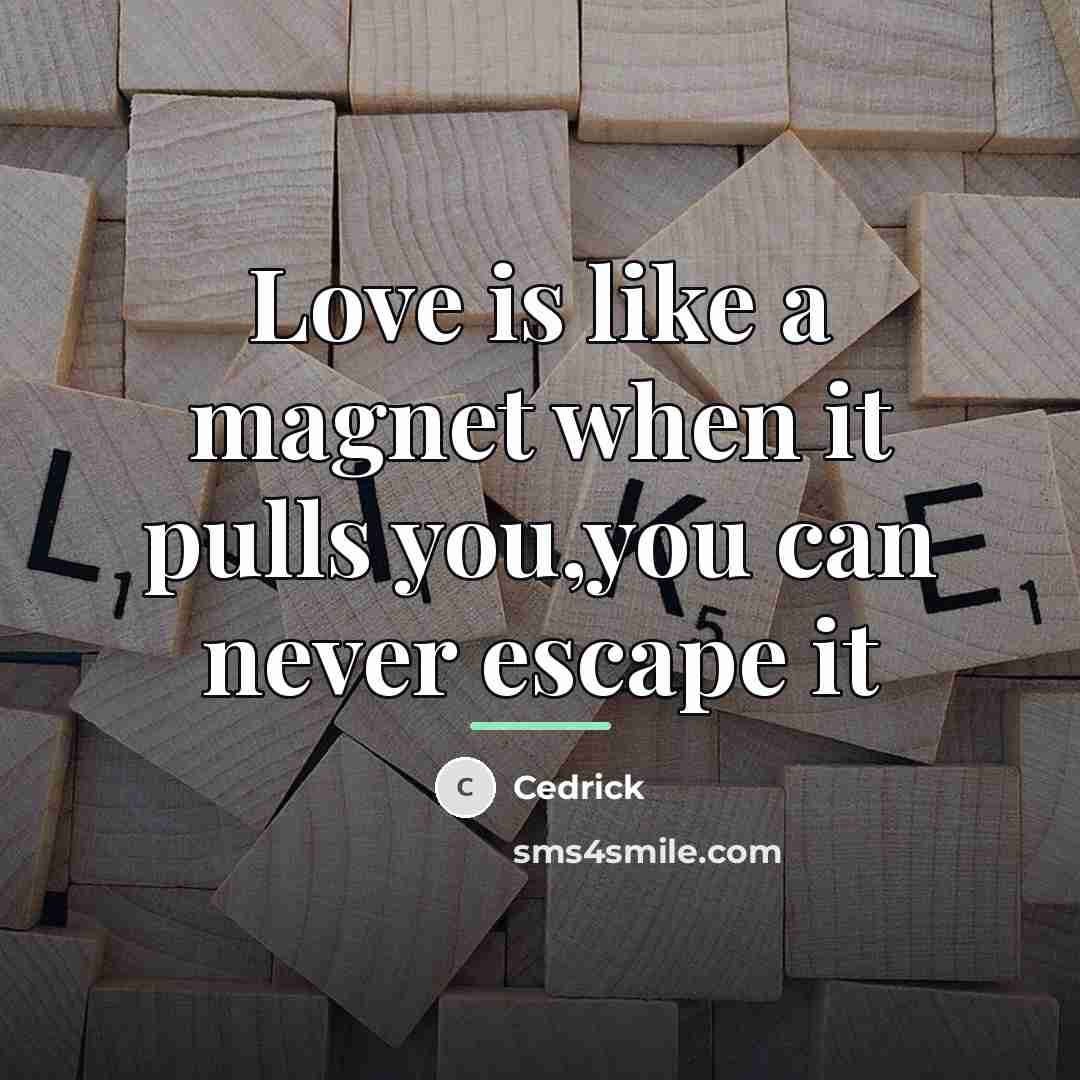 “Love is like a magnet when it pulls you,you can…” quote by Cedrick