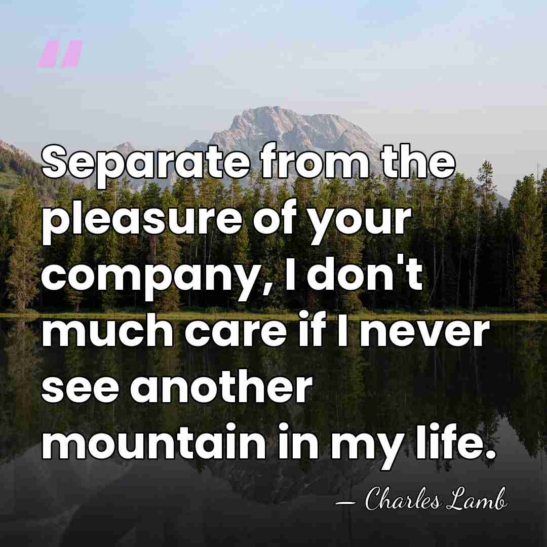 Separate from the pleasure of your company, I don't much care if&hellip; - Charles Lamb