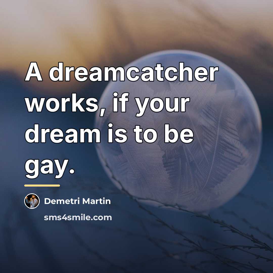 “A dreamcatcher works, if your dream is to be gay.…” quote by Demetri Martin