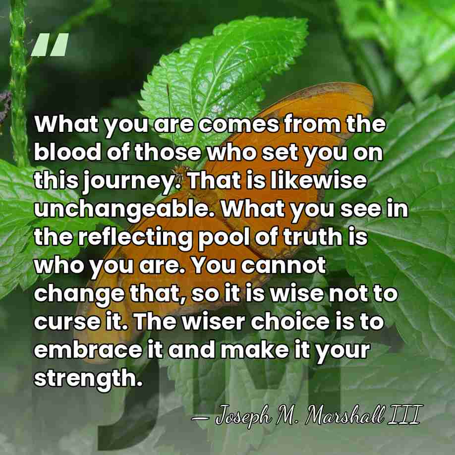 What you are comes from the blood of those who set you&hellip; - Joseph M. Marshall III