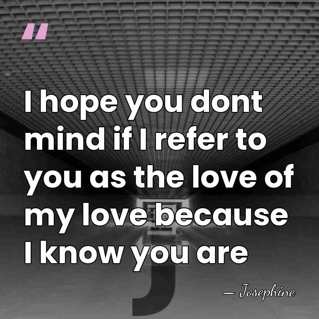 I hope you dont mind if I refer to you as the&hellip; - Josephine