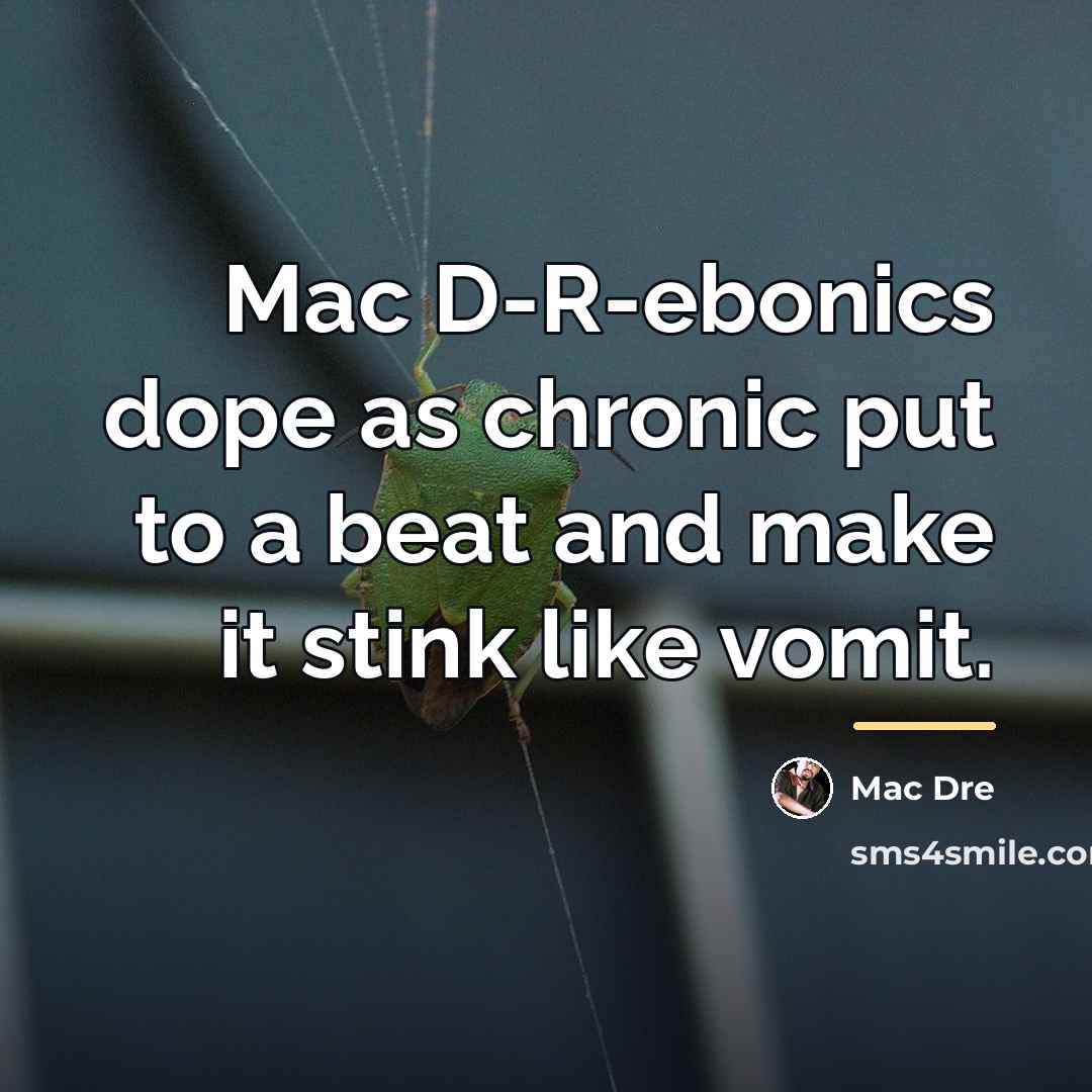 “Mac D-R-ebonics dope as chronic put to a beat and…” quote by Mac Dre