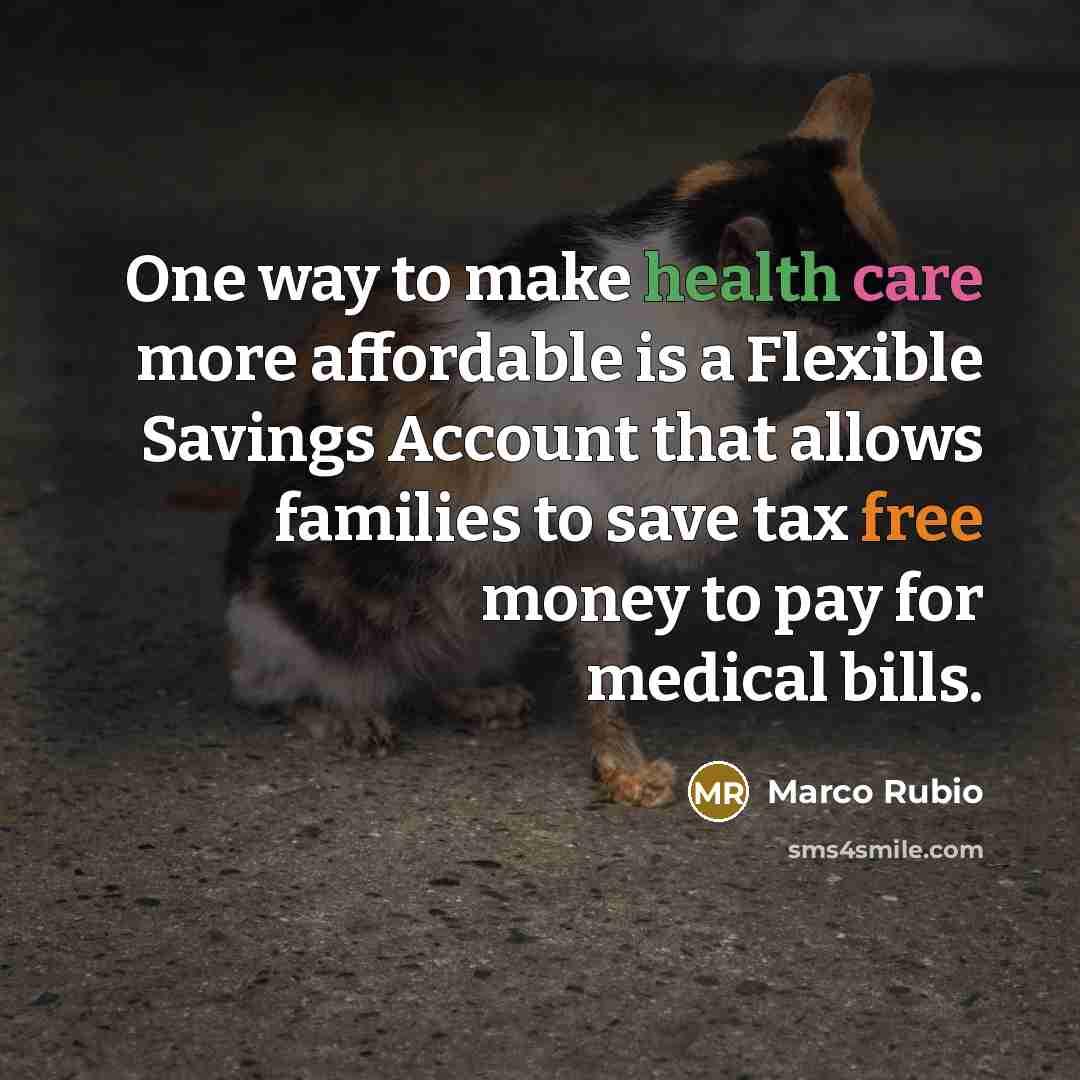 “One way to make health care more affordable is a…” quote by Marco Rubio