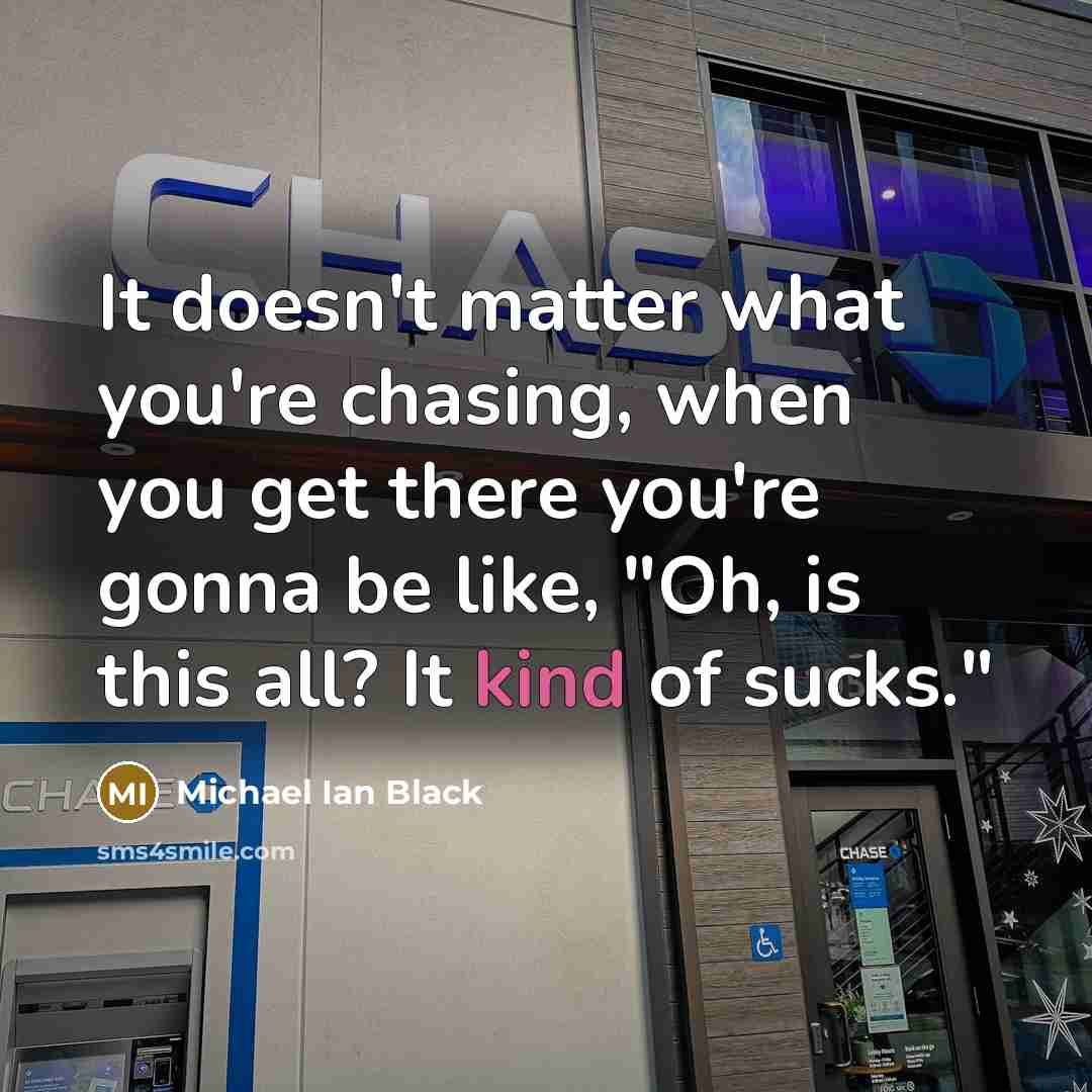 “It doesn't matter what you're chasing, when you get there…” quote by Michael Ian Black