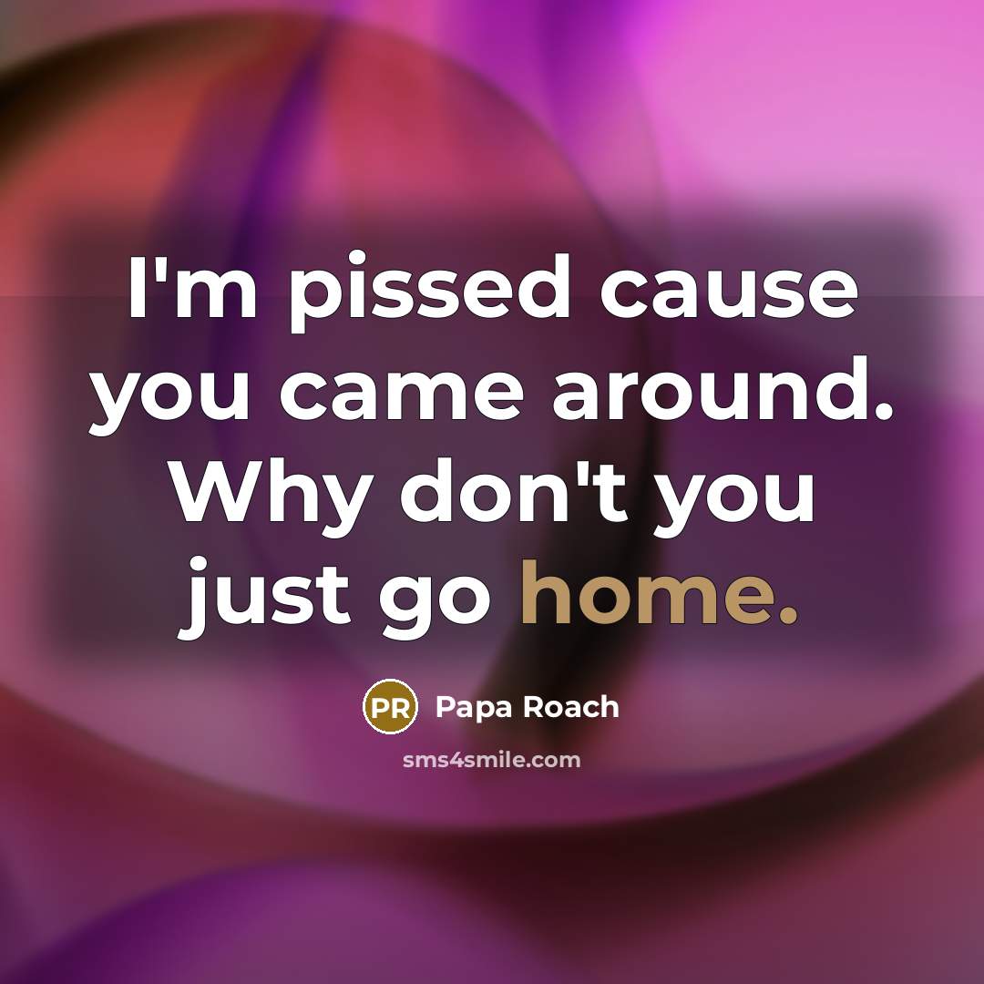 “I'm pissed cause you came around. Why don't you just…” quote by Papa Roach