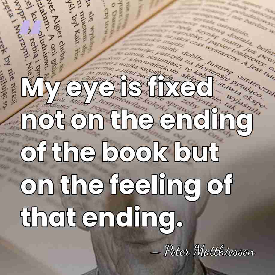 My eye is fixed not on the ending of the book but&hellip; - Peter Matthiessen