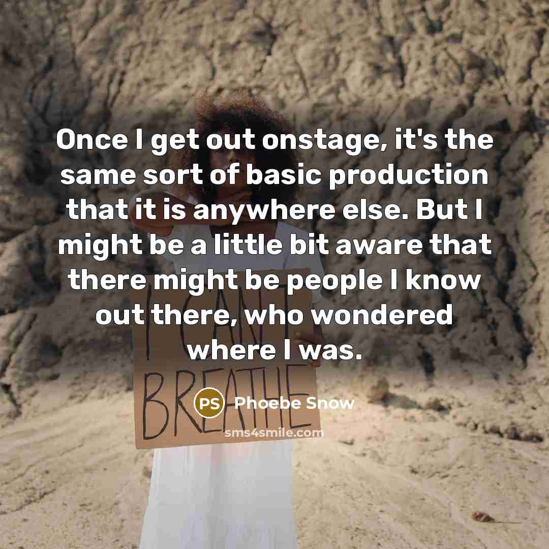 “Once I get out onstage, it's the same sort of…” quote by Phoebe Snow