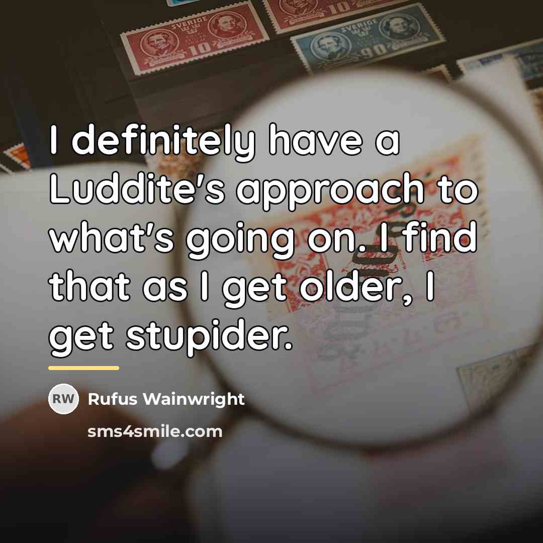 “I definitely have a Luddite's approach to what's going on.…” quote by Rufus Wainwright