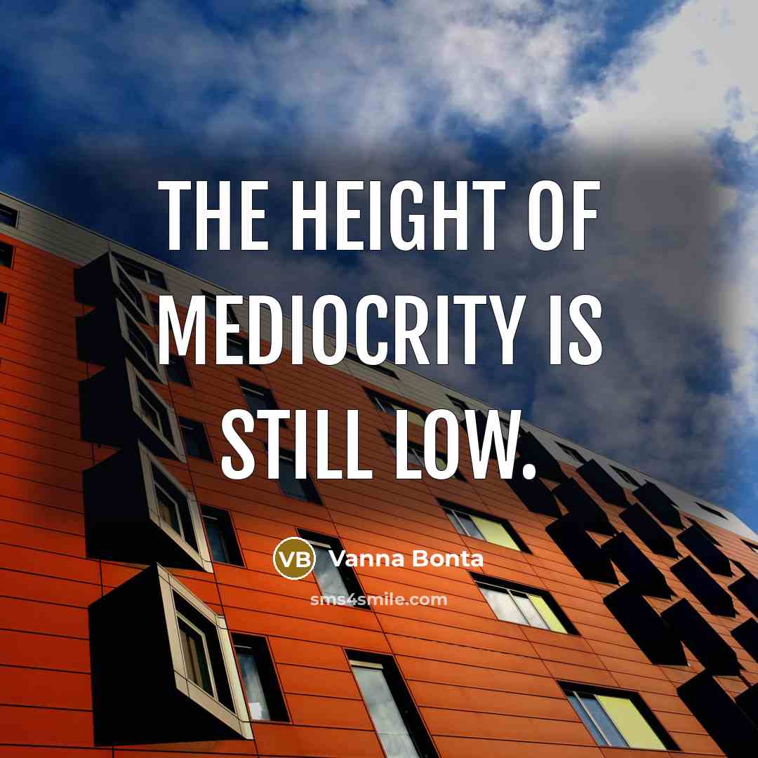 “The height of mediocrity is still low.…” quote by Vanna Bonta