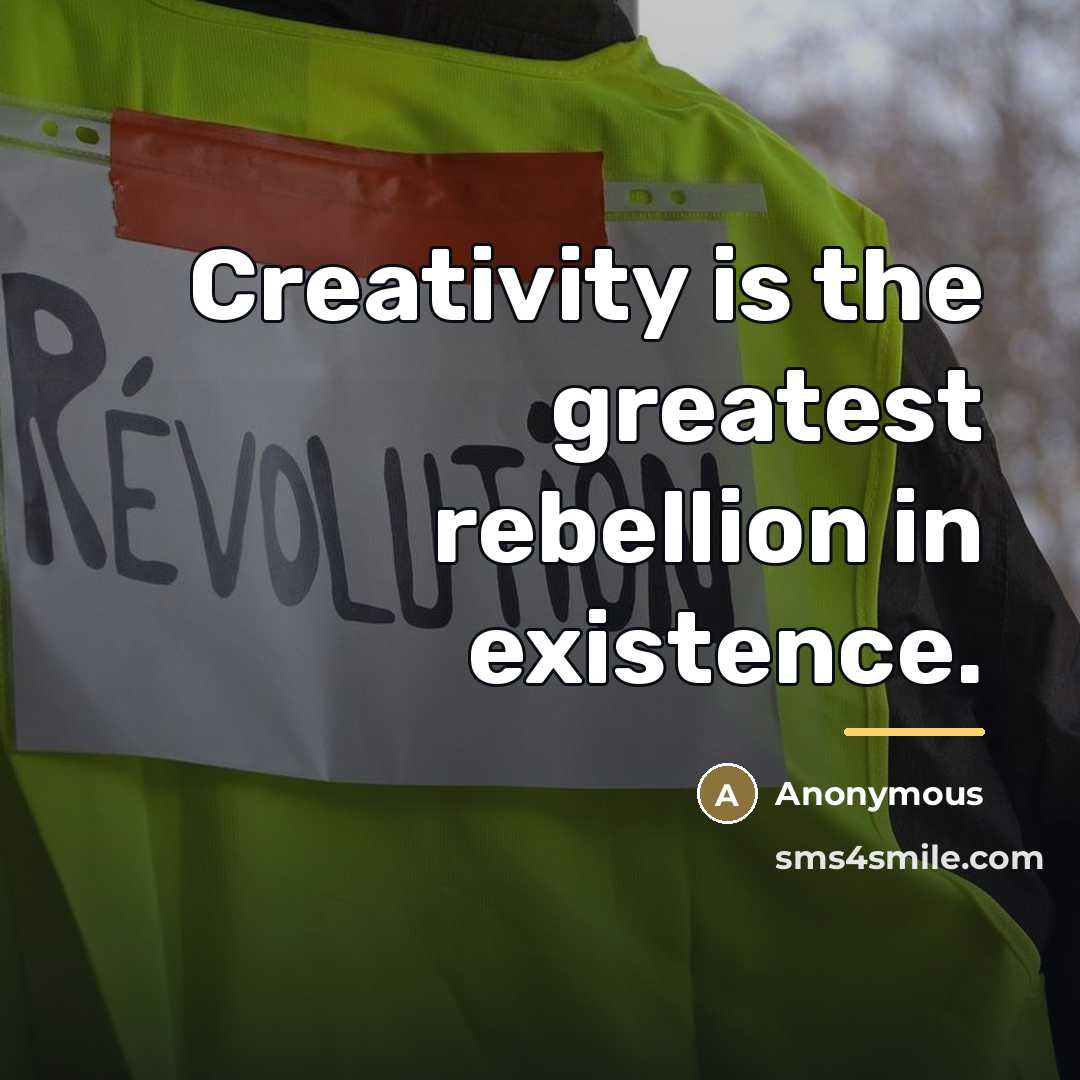 “Creativity is the greatest rebellion in existence.…” quote by Anonymous