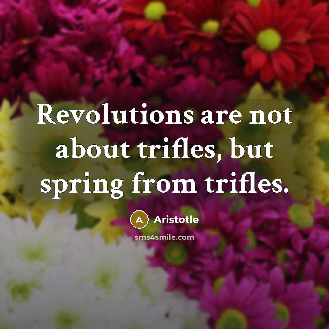 “Revolutions are not about trifles, but spring from trifles.…” quote by Aristotle