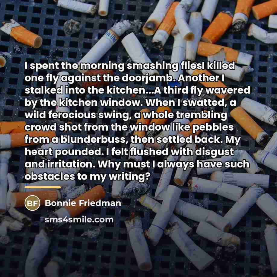 “I spent the morning smashing fliesI killed one fly against…” quote by Bonnie Friedman
