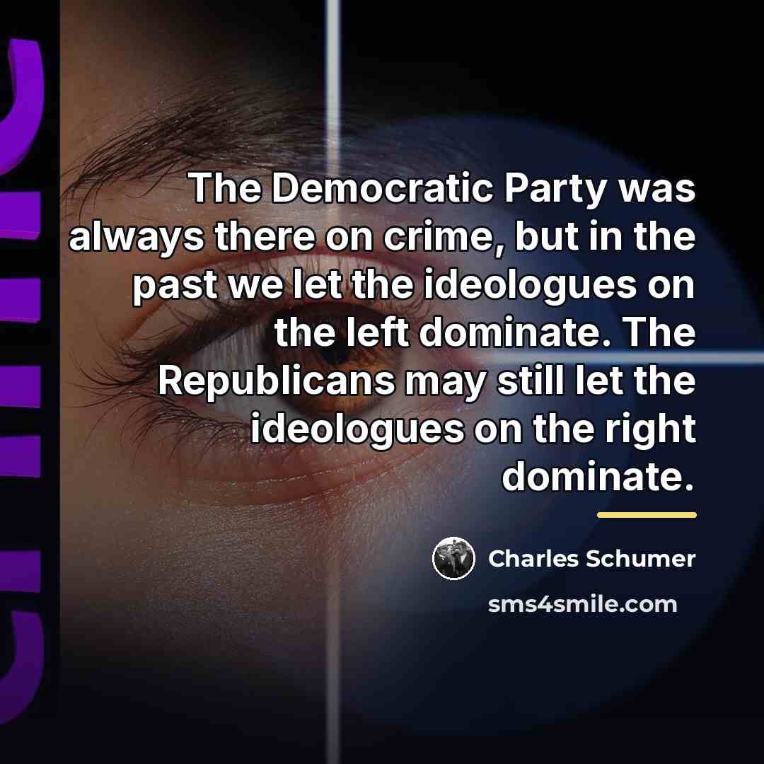 “The Democratic Party was always there on crime, but in…” quote by Charles Schumer