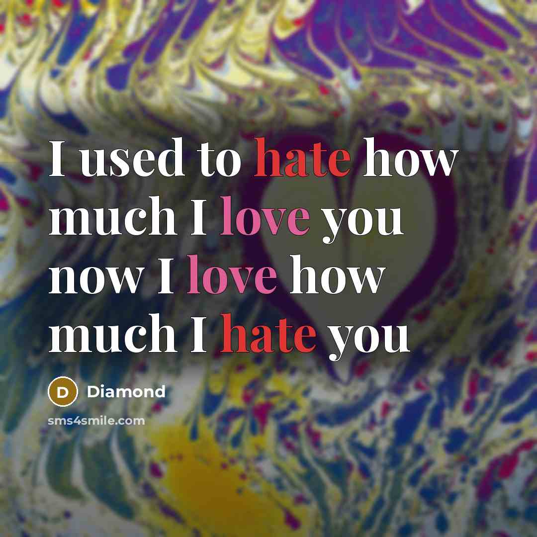 “I used to hate how much I love you now I love how much I hate you” quote by Diamond