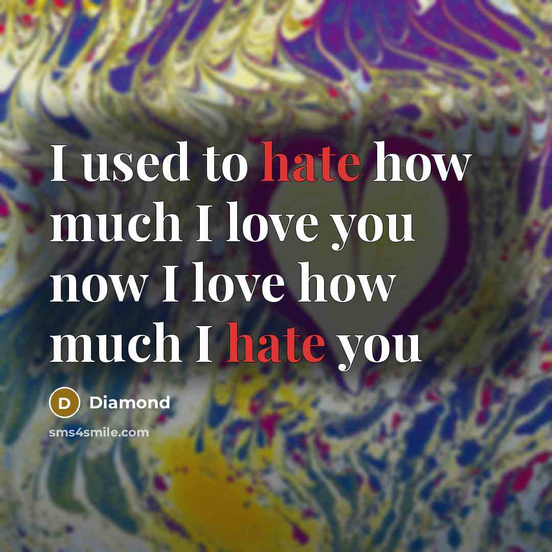 “I used to hate how much I love you now…” quote by Diamond
