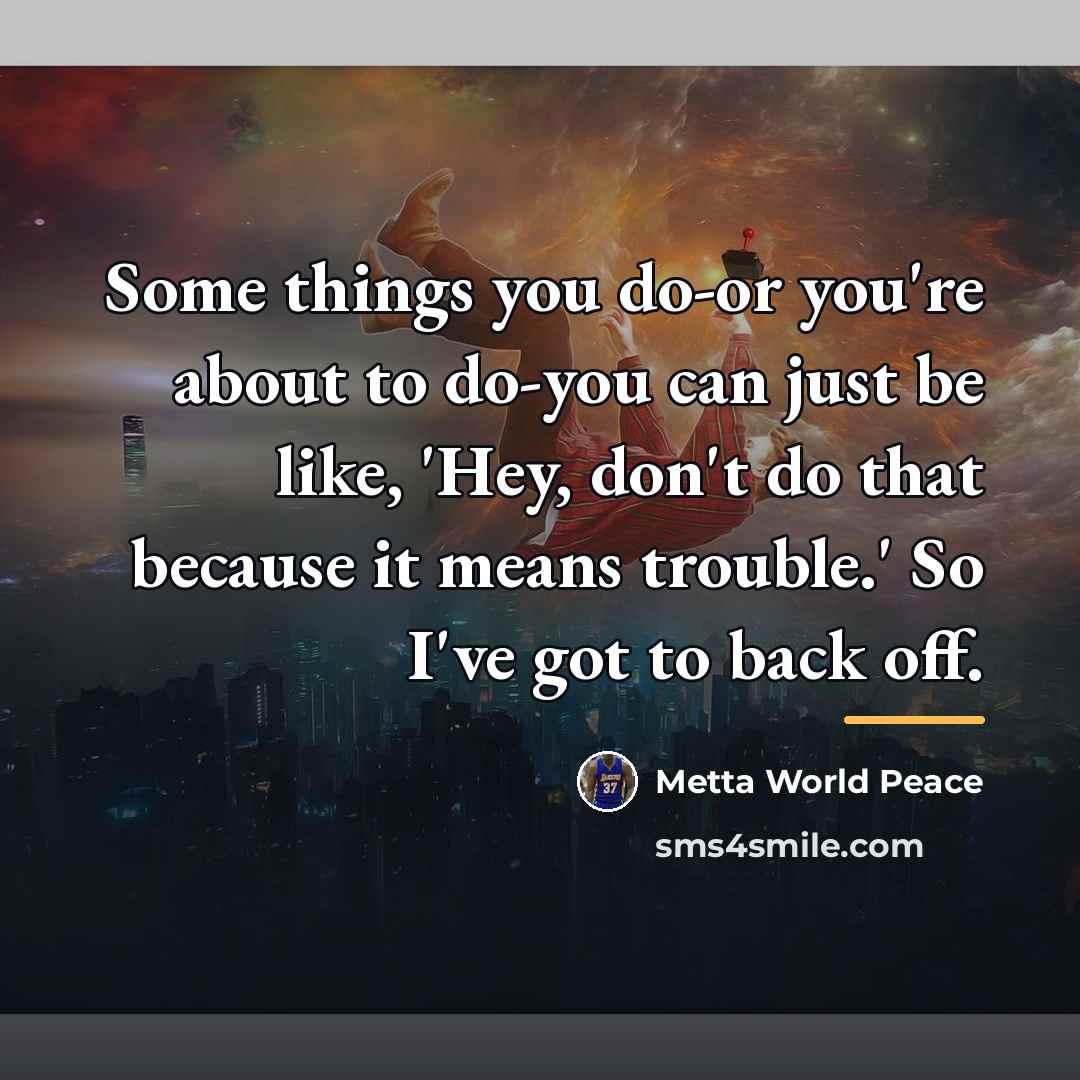“Some things you do-or you're about to do-you can just…” quote by Metta World Peace