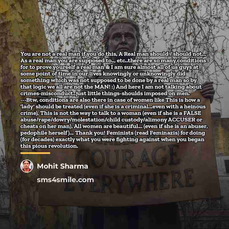 “You are not a real man if you do this,…” quote by Mohit Sharma