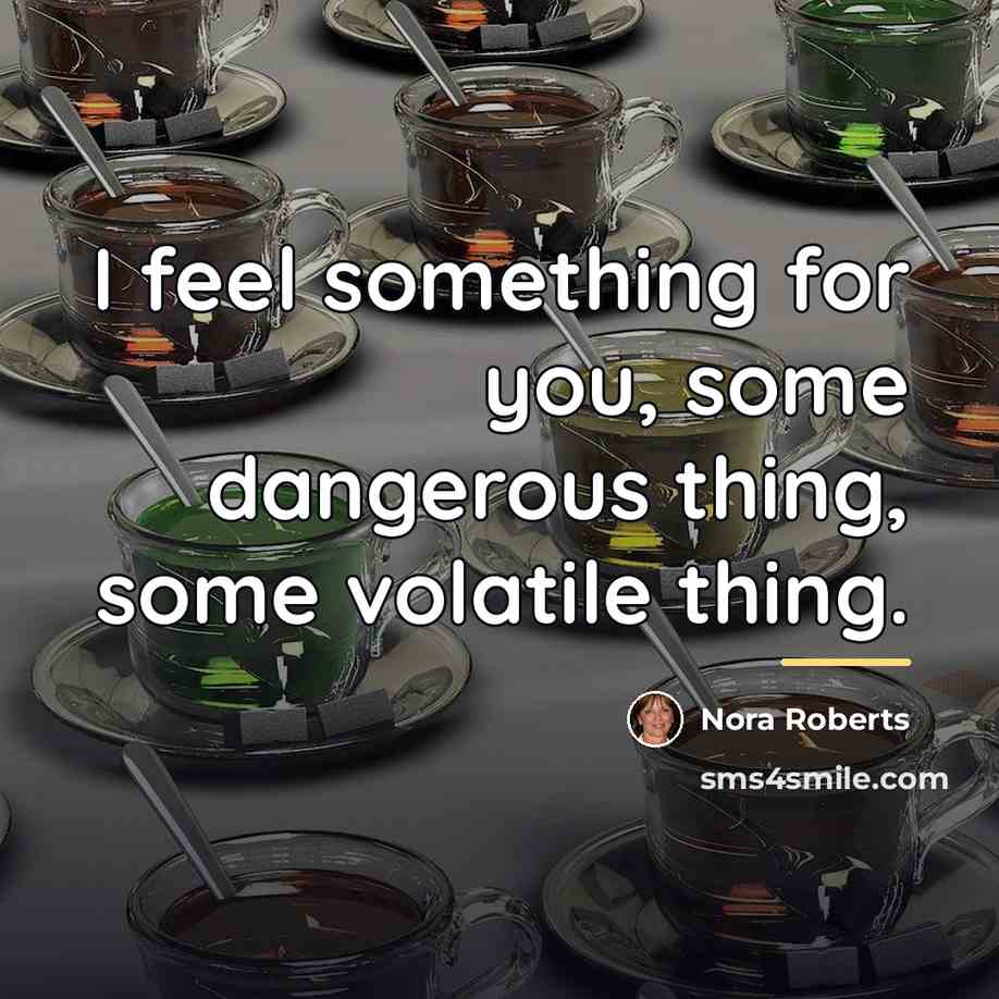 “I feel something for you, some dangerous thing, some volatile…” quote by Nora Roberts