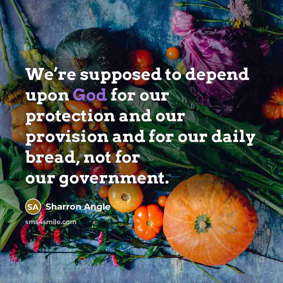“We’re supposed to depend upon God for our protection and…” quote by Sharron Angle