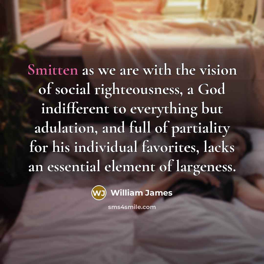 “Smitten as we are with the vision of social righteousness,…” quote by William James