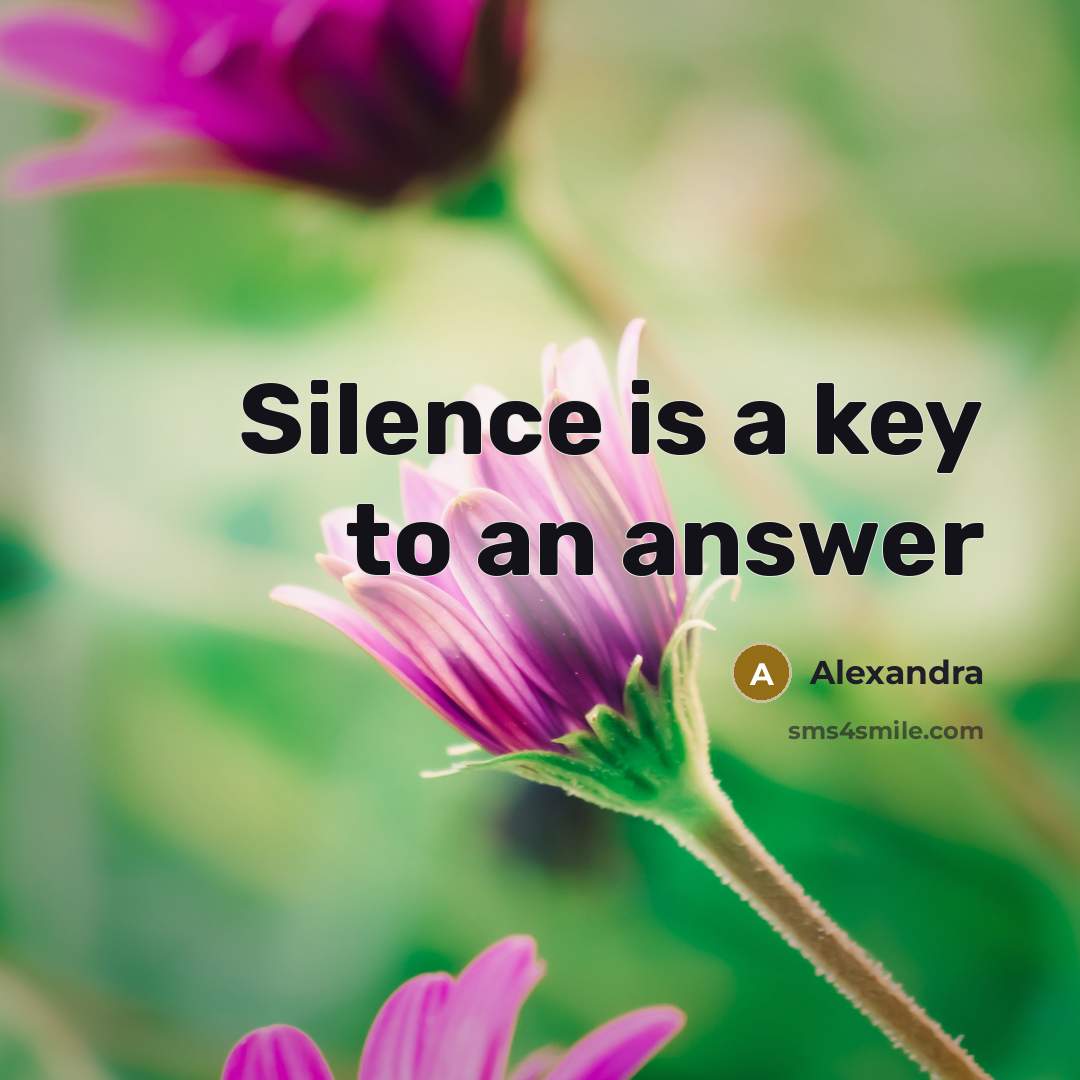 “Silence is a key to an answer…” quote by Alexandra