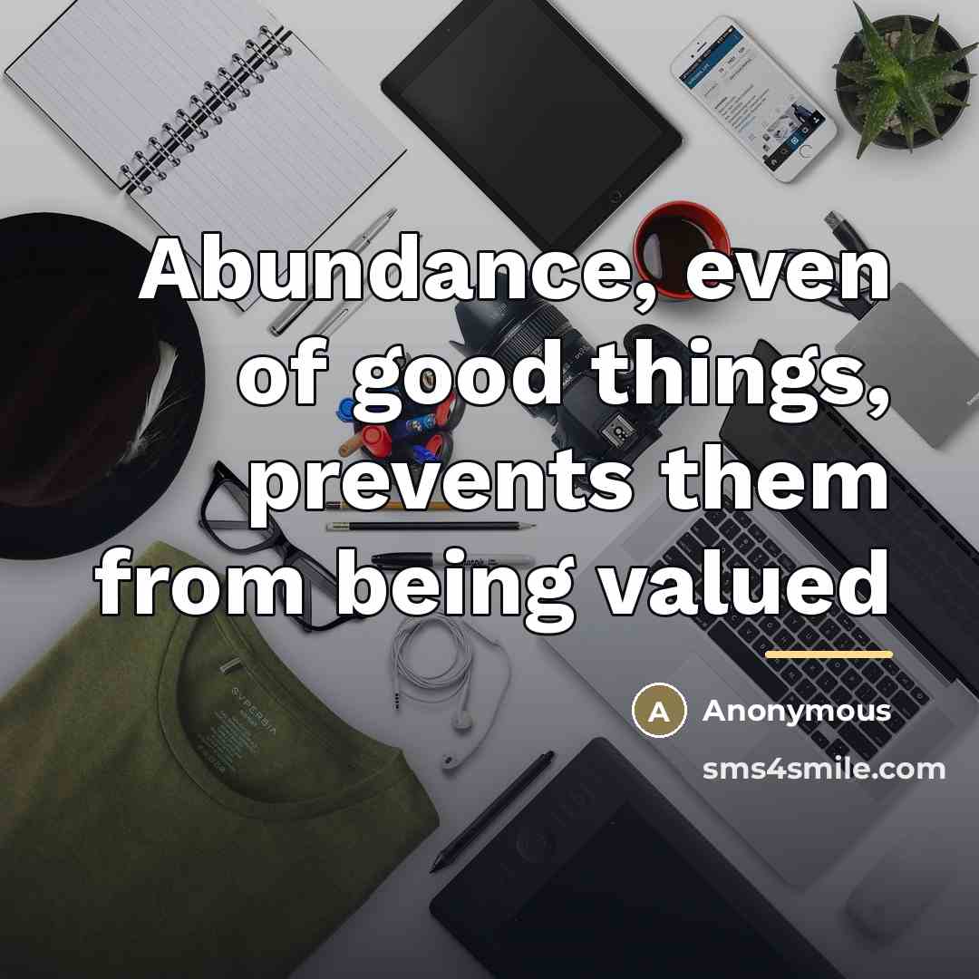 “Abundance, even of good things, prevents them from being valued…” quote by Anonymous