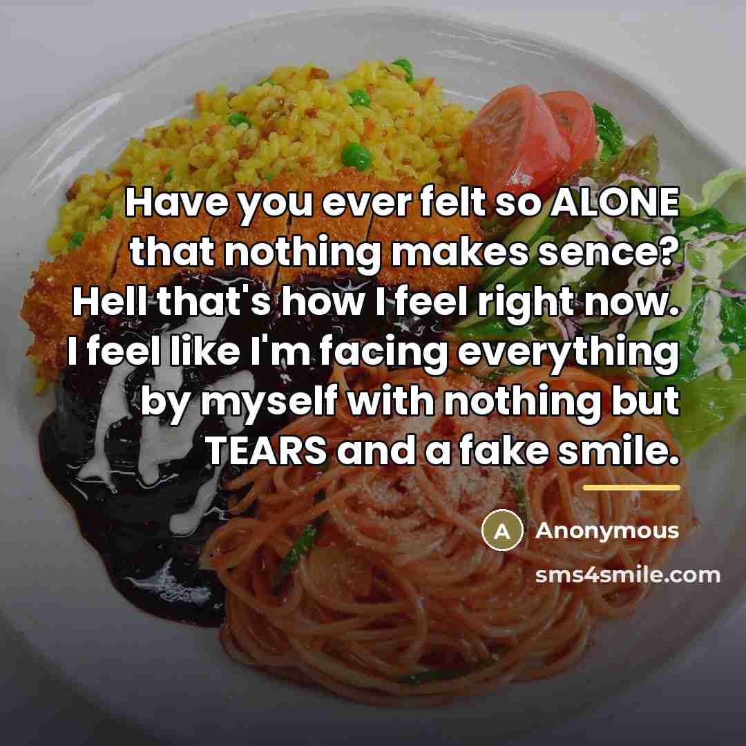 “Have you ever felt so ALONE that nothing makes sence?…” quote by Anonymous