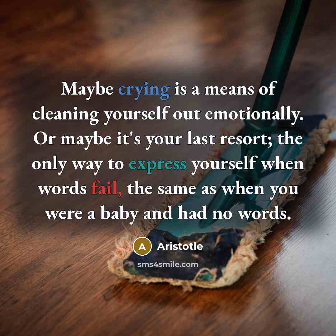 “Maybe crying is a means of cleaning yourself out emotionally.…” quote by Aristotle