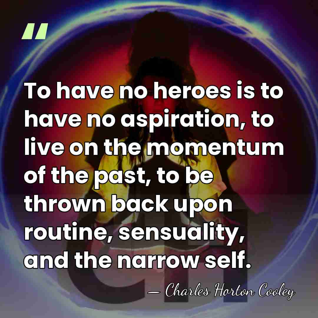 To have no heroes is to have no aspiration, to live on&hellip; - Charles Horton Cooley