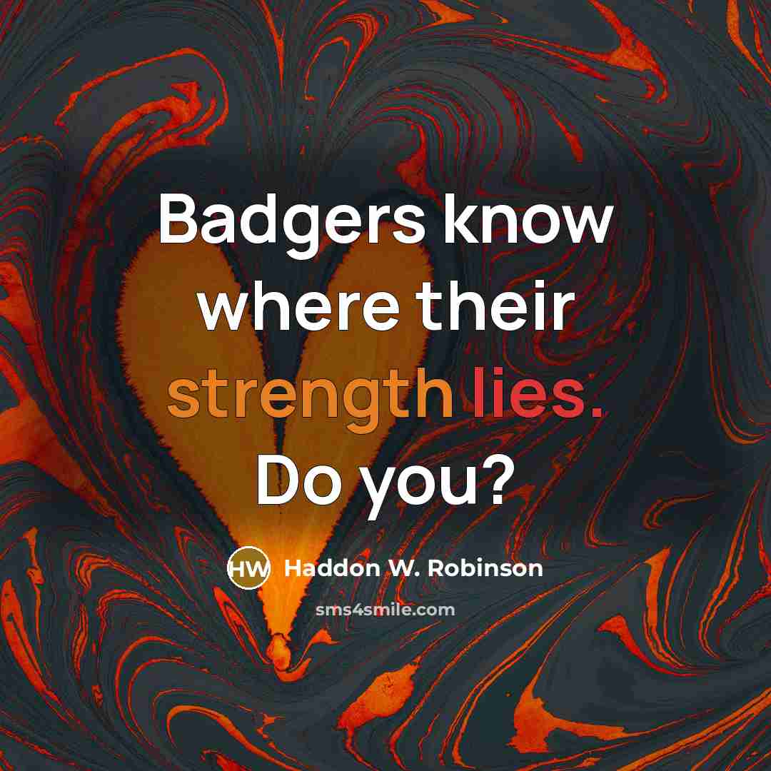 “Badgers know where their strength lies. Do you?…” quote by Haddon W. Robinson