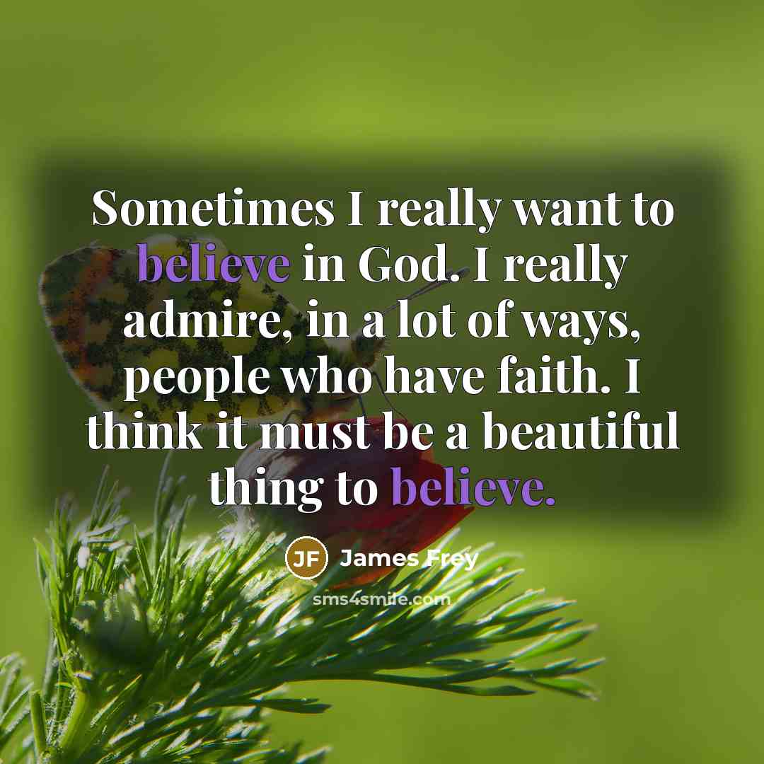 “Sometimes I really want to believe in God. I really…” quote by James Frey