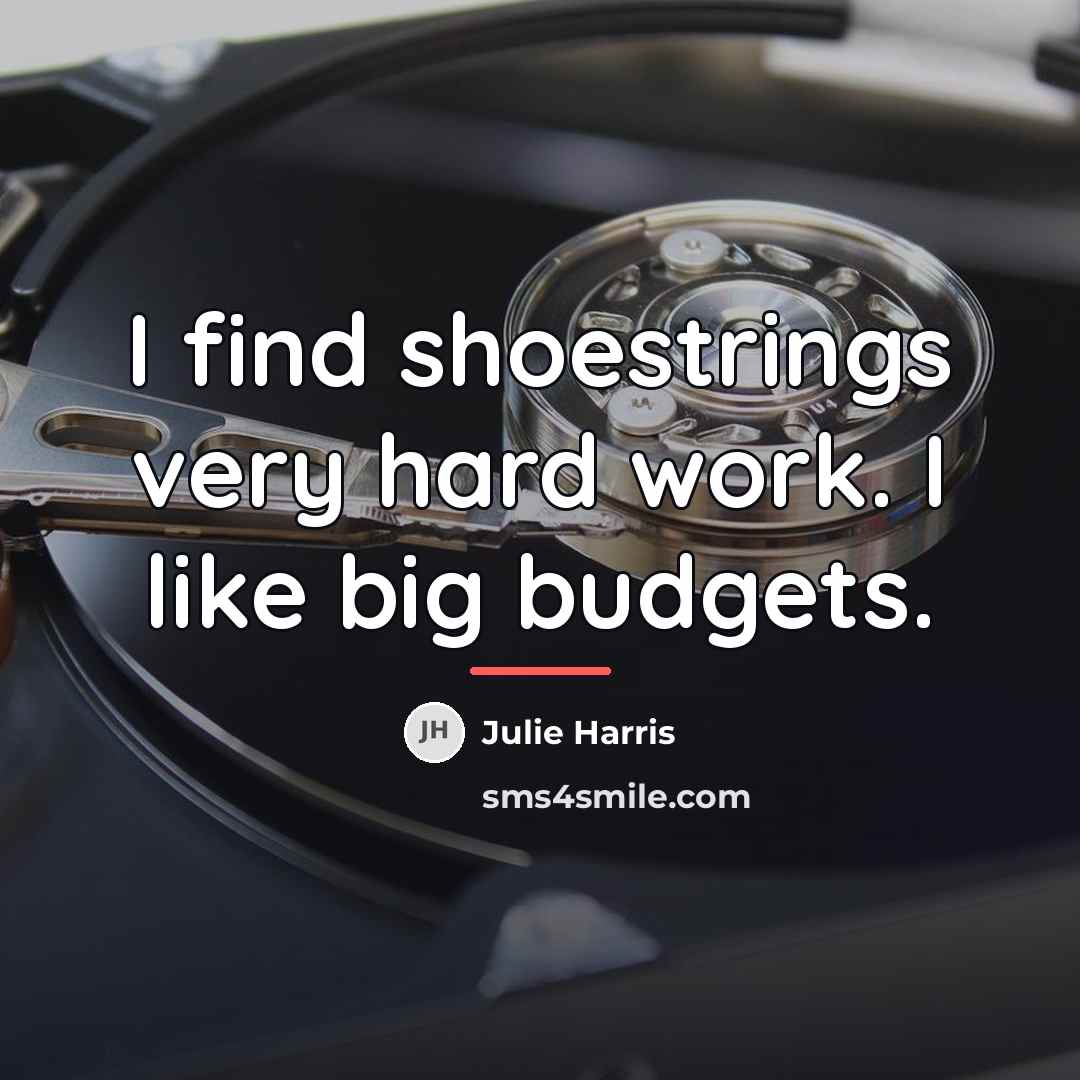 “I find shoestrings very hard work. I like big budgets.…” quote by Julie Harris