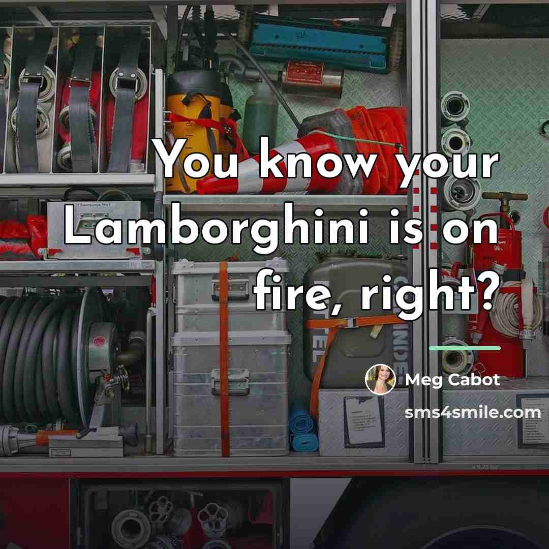 “You know your Lamborghini is on fire, right?…” quote by Meg Cabot