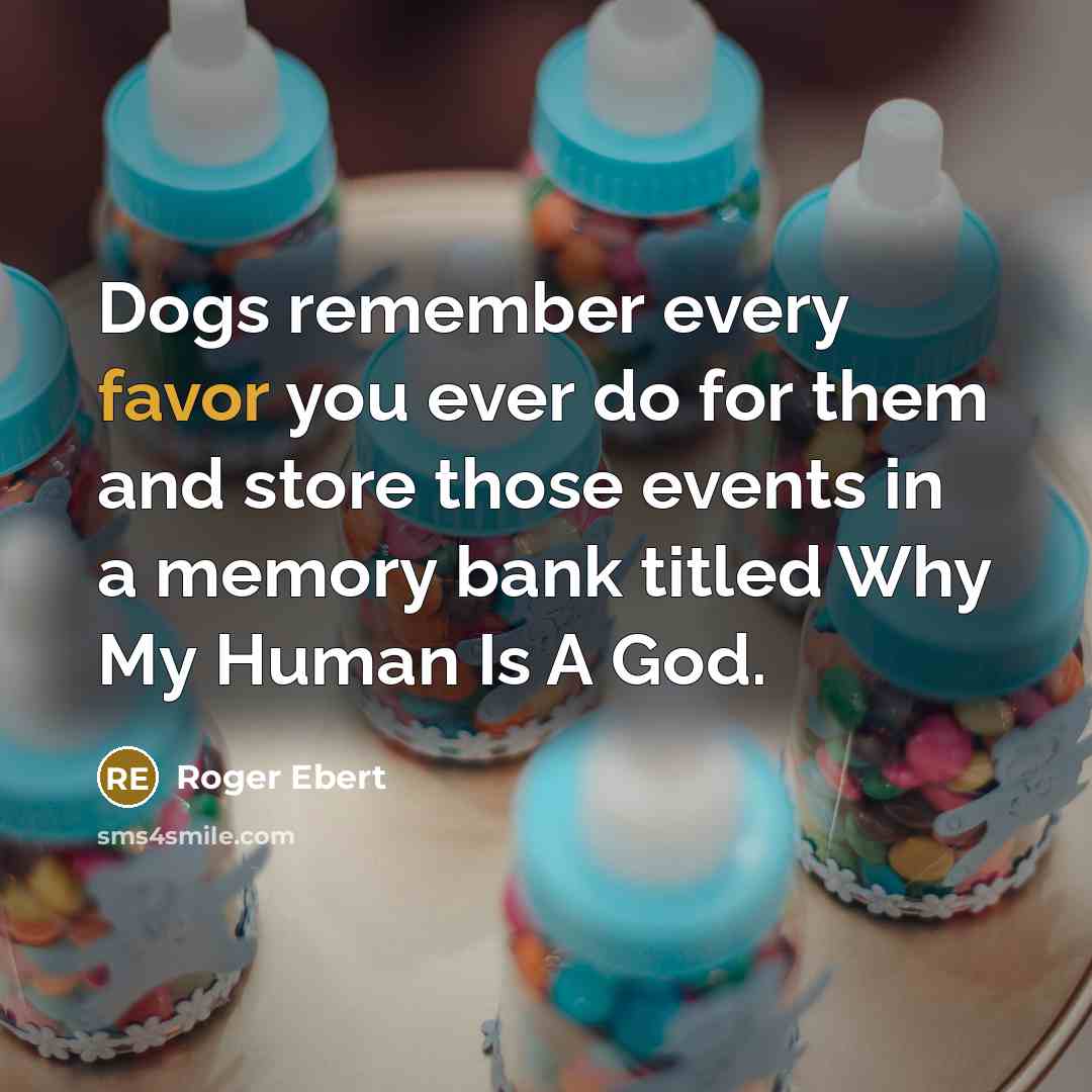 “Dogs remember every favor you ever do for them and…” quote by Roger Ebert