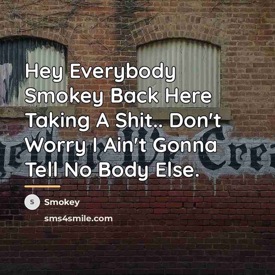 “Hey Everybody Smokey Back Here Taking A Shit.. Don't Worry…” quote by Smokey