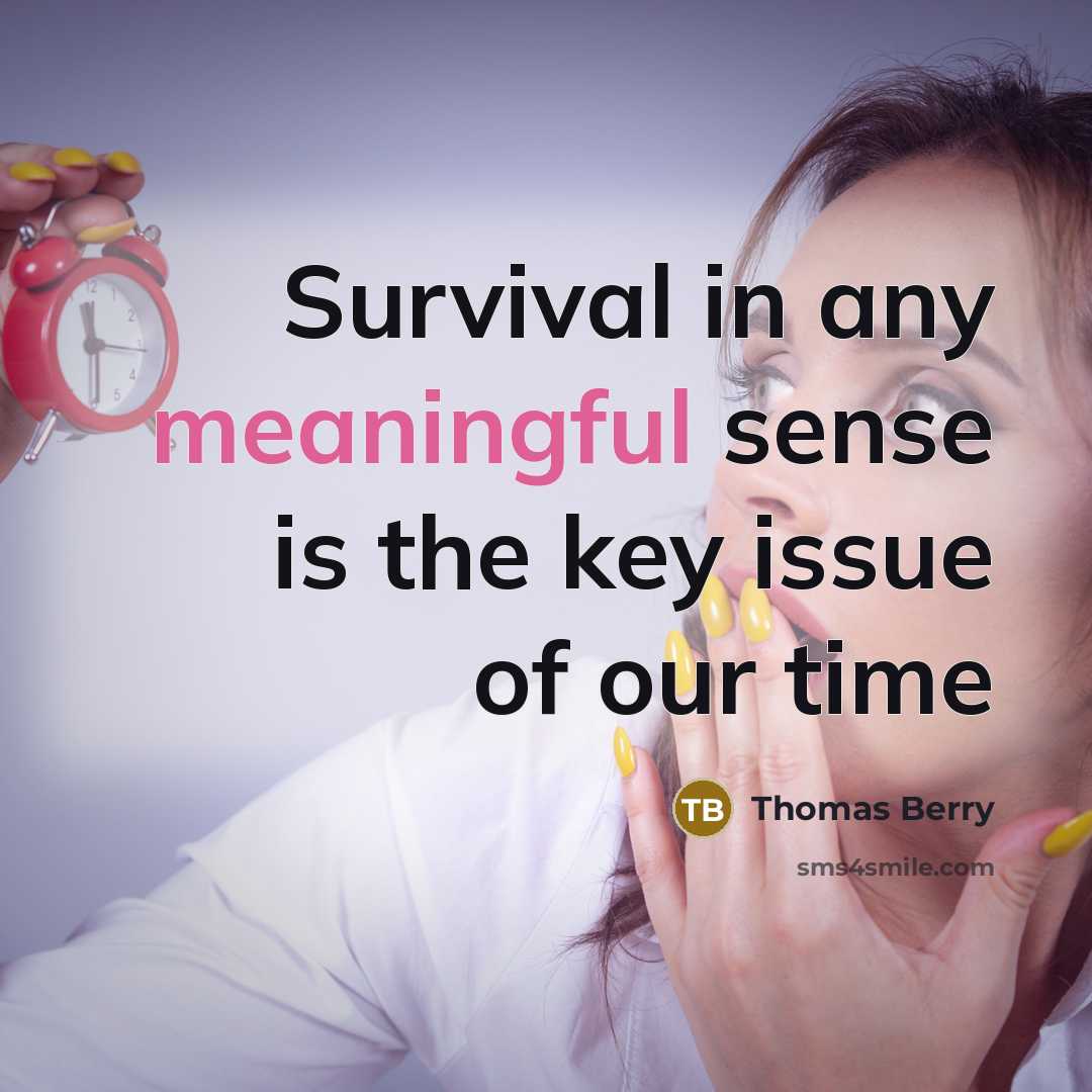 “Survival in any meaningful sense is the key issue of our time” quote by Thomas Berry