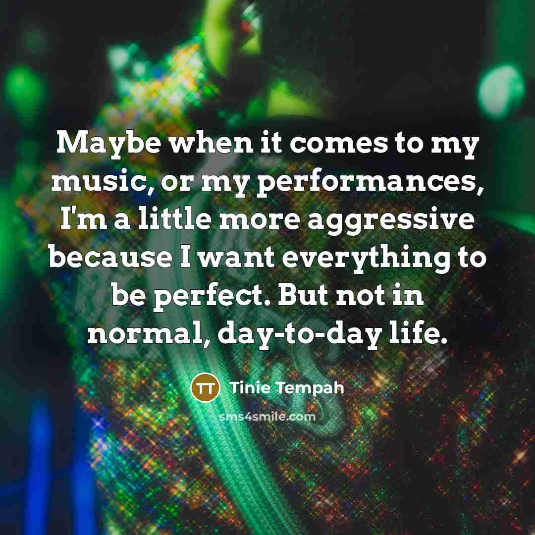 “Maybe when it comes to my music, or my performances,…” quote by Tinie Tempah